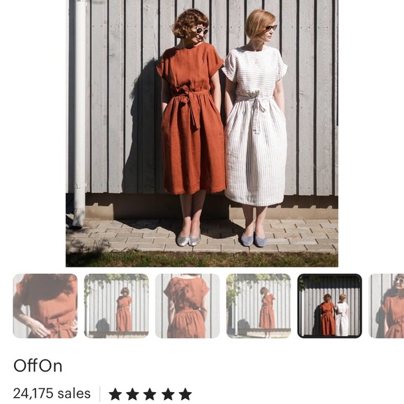 OffOn linen charcoal blue dress with pockets - Picture 6 of 8